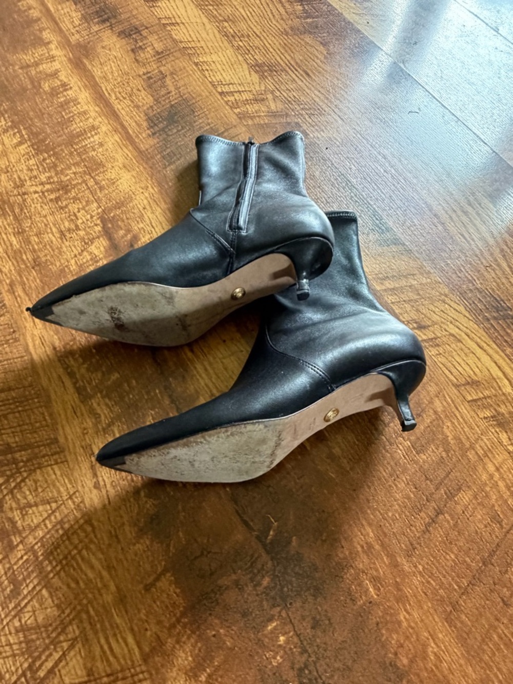 Veronica Beard Black Pointed Toe Ankle Booties with Low Heel